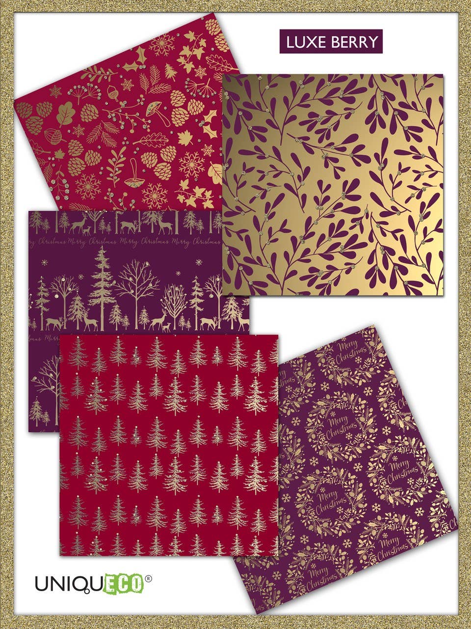 Christmas Luxe Berry Eco FSC™ Roll Wrapping paper (42)