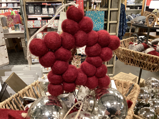 Christmas-Felt Ball Star/Red