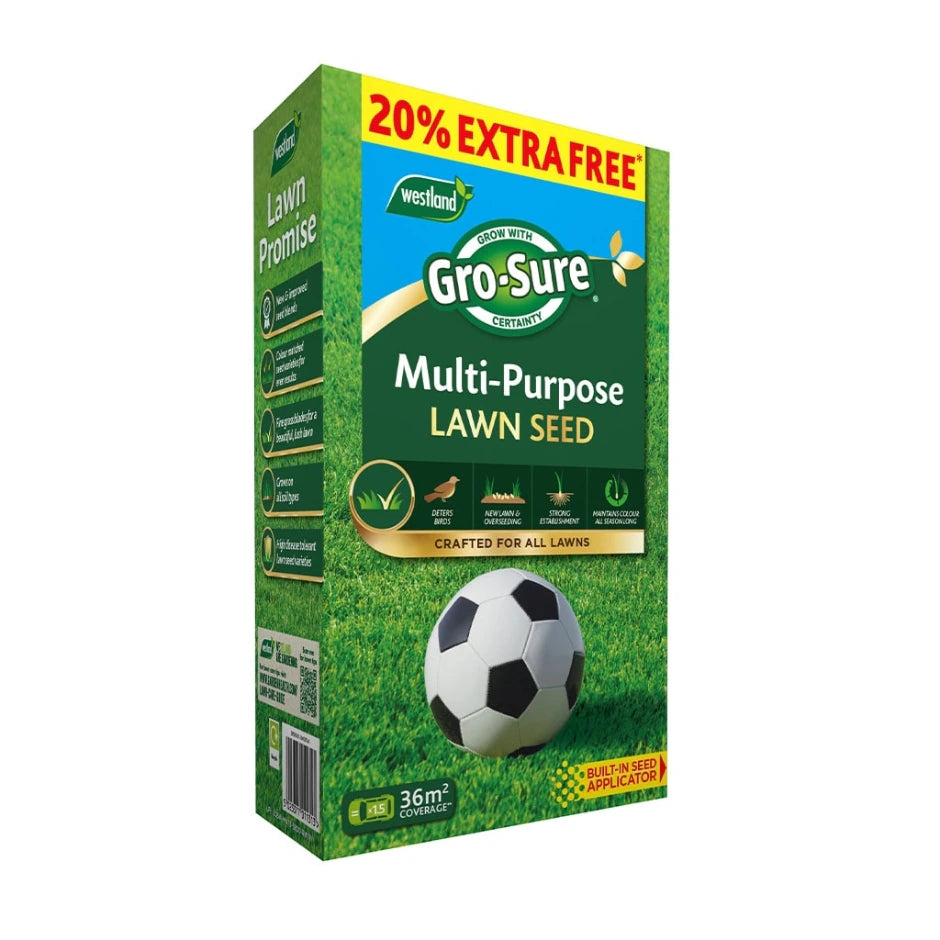 Gro-Sure Multi Purpose Lawn Seed 30m2 + 20% Extra Free Box