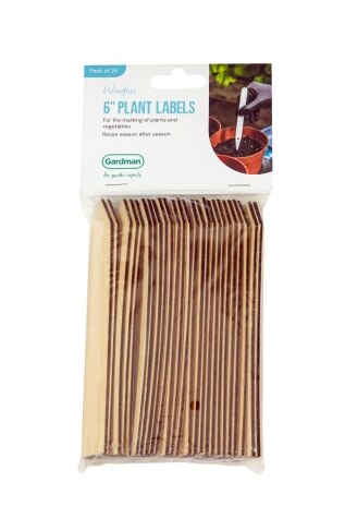 GM Wooden Plant Labels 10cm (4") 25pk FSC-100%-SA-COC-010265