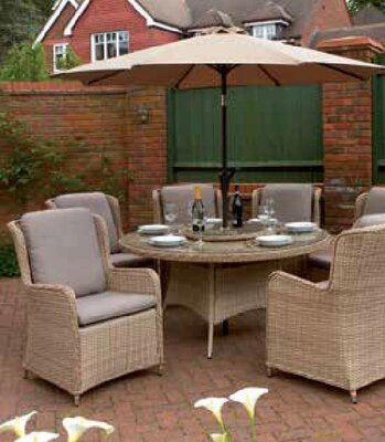 Glendale Vouvant 1.5m Round Table & 6 chairs inc Lazy Susan
