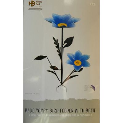 Henry Bell Decorative Stake Bath Feeder Blue Poppy