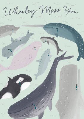 Miss You Whales Card