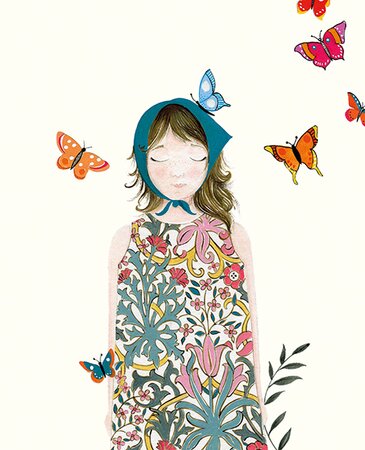 Girl with Butterflies Card
