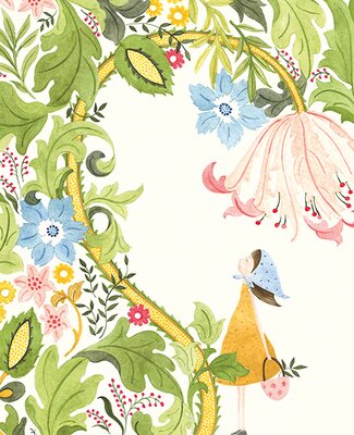 Girl Basket under Flower Card