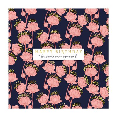 Happy Birthday Pink Flower Card