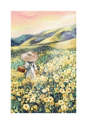 Women in a Yellow Meadow Card