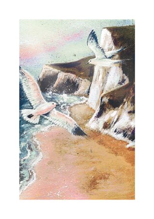 Gulls, cliffs and Sea Card