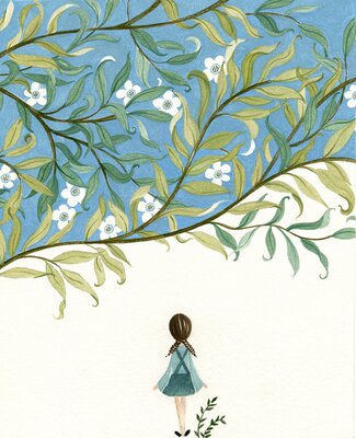 Girl & Blue Forest Card