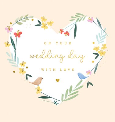 Wedding floral Sprigs & Birds Card